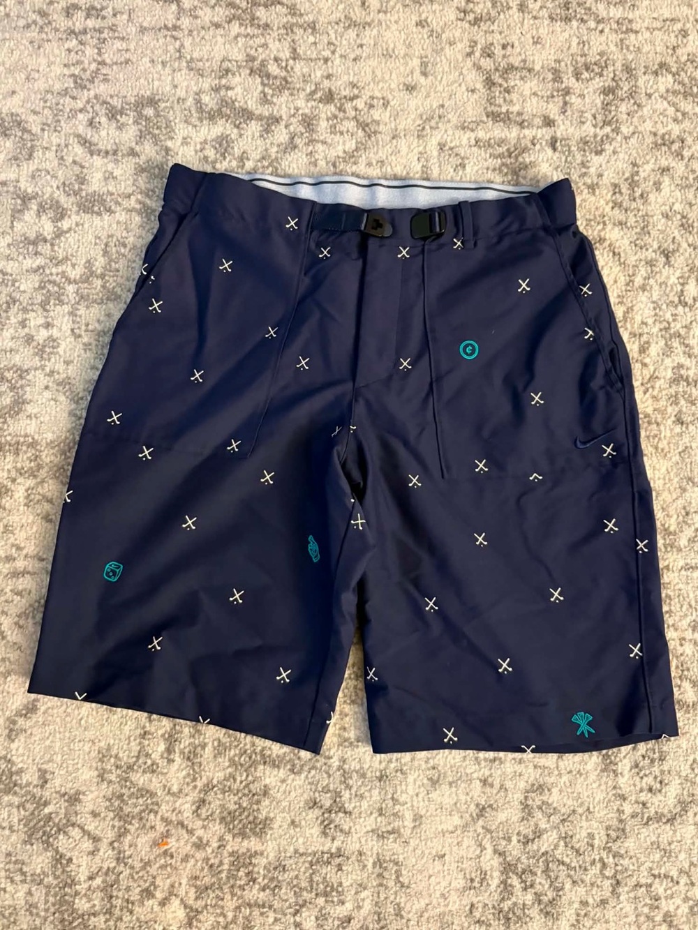 Nike Flex Men Short All Over Print Golf Dri Fit Belted Performance Size Medium